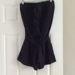 Black strapless romper